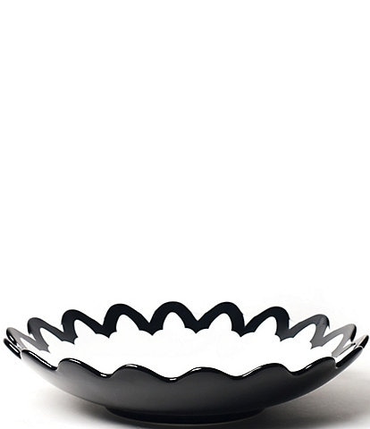 Coton Colors Black Arabesque Scallop Pasta Bowl, 11"