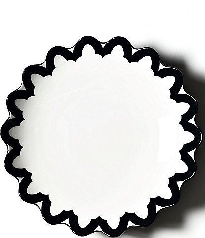 Coton Colors Black Arabesque Scallop Pasta Bowl, 14-inch
