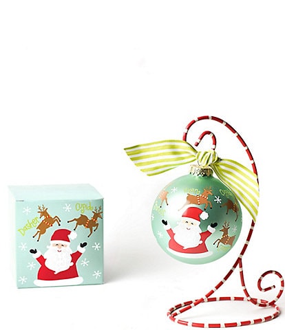 Coton Colors Christmas Calling Reindeer Glass Ornament with Swirl Stand Set