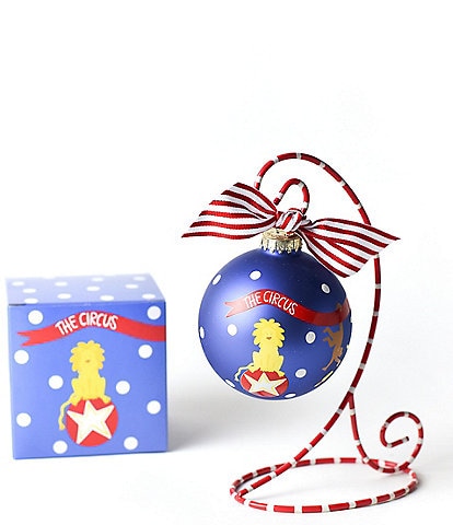 Coton Colors Circus Glass Ornament with Red and White Swirl Stand Set
