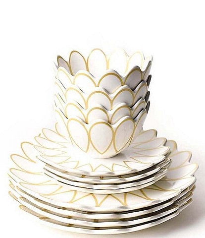 Coton Colors Deco Gold Scallop 12-Piece Place Setting