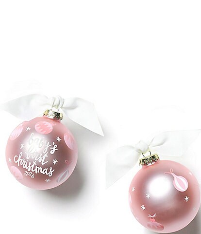 Coton Colors Dillard's Exclusive Baby's First Christmas 2023 Pink Glass Ornament Set