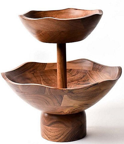 Coton Colors Fundamental 2-Tier Wood Bowl