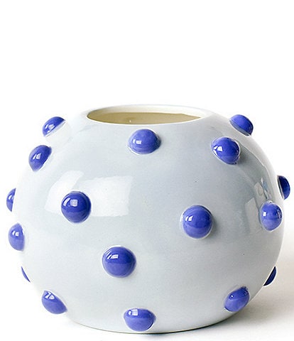 Coton Colors Iris Blue Collection Large Round Vase With Decorative Knobs