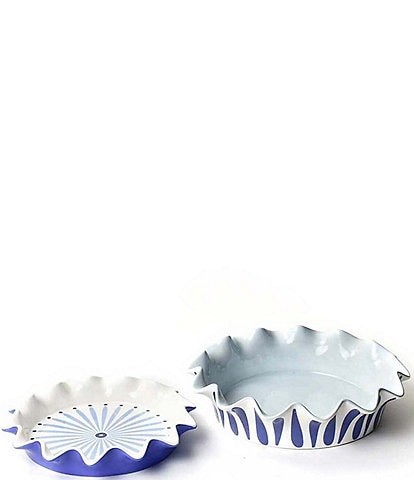 Coton Colors Iris Blue Collection Ruffle Pie Dishes, Set Of 2