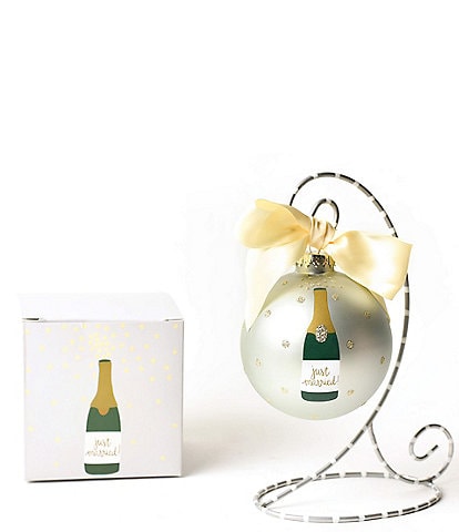 Coton Colors Just Married Champagne Glass Ornament with Swirl Stand Set