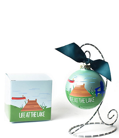Coton Colors Life at the Lake Dock Glass Ornament with Swirl Stand Set
