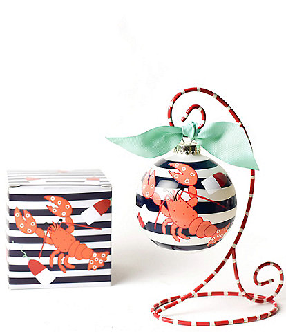Coton Colors Lobster Glass Ornament with Swirl Stand Set