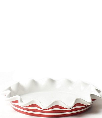 Coton Colors Red Stripe Ruffle Pie Dish, 8"