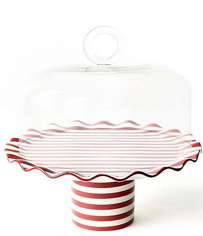 Coton Colors Red Stripe Small Ruffle Cake Stand, 11#double;