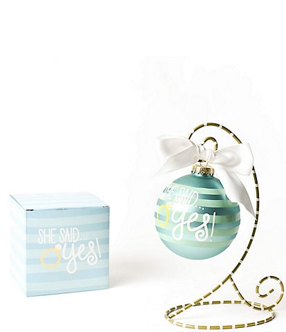 Coton Colors She Said Yes Just Engaged Glass Ornament with Swirl Stand Set