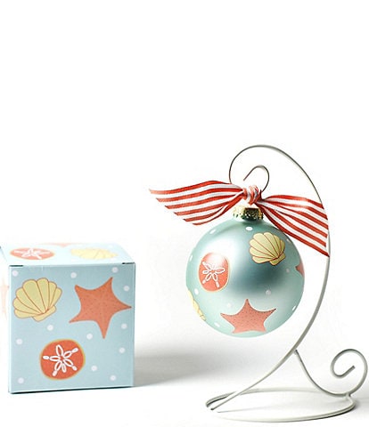 Coton Colors Shells Glass Ornament with White Swirl Stand Set