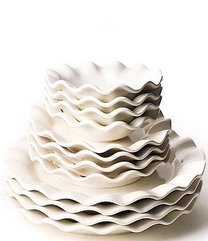Coton Colors Signature White Collection Ruffle 12-Piece Dinnerware Set