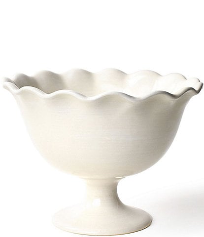 Coton Colors Signature White Ruffle 9#double; Footed Trifle Bowl