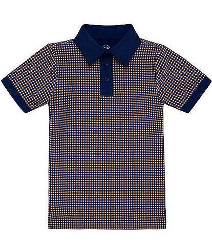 Courtside Kids Boys Short Sleeve Gingham Polo