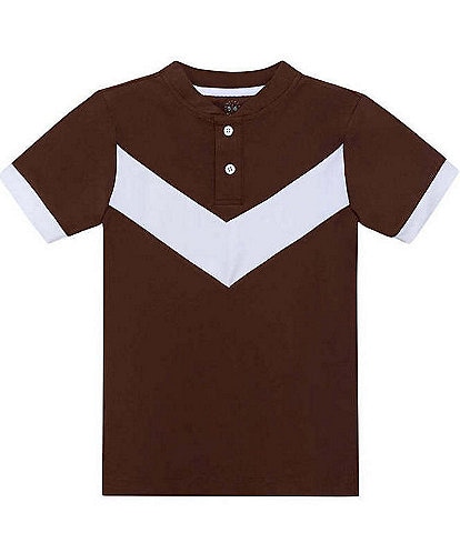 Courtside Kids Boys Short Sleeve Retro V Blade Collar Shirt