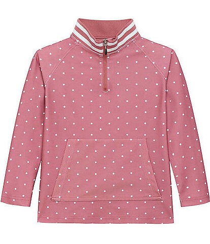 Courtside Kids Girls Long Sleeve Polka Dot Retro Half Zip Pullover