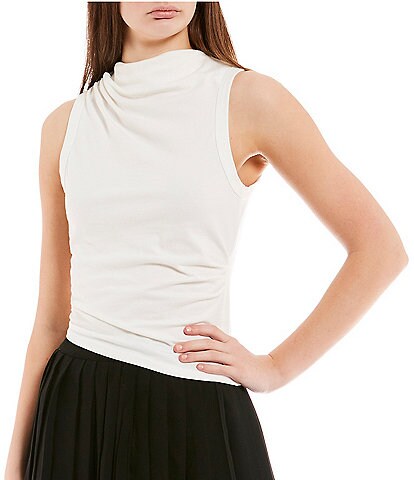 Evolutionary Cowl Neck Side Cinched Pull-on Tank Top