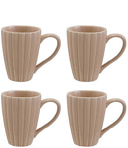 Creative Co Op 14-oz. Stoneware Ribbed Mug with Reactive Glaze, Set of 4