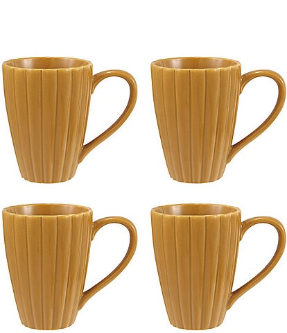 Creative Co Op 14-oz. Stoneware Ribbed Mug with Reactive Glaze, Set of 4