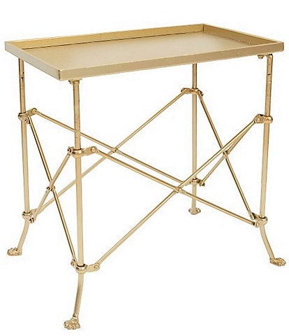 Creative Co Op 20#double; Vintage Rectangular Metal End Accent Table with Claw Feet, Gold