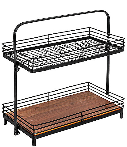 Creative Co Op Acacia Wood & Metal 2-Tier Stand