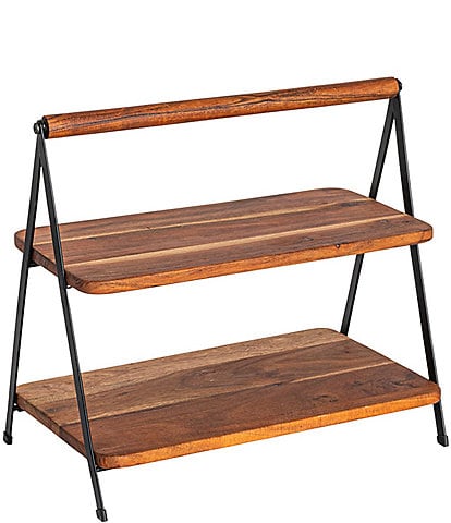 Creative Co-Op Acacia Wood 2-Tier Serving Stand