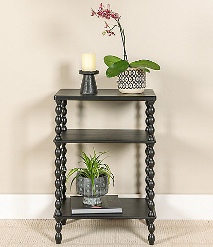 Creative Co Op 3-Tier Wooden Bobbin Spindle Leg Rectangular Accent Table