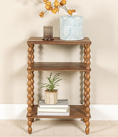 Creative Co Op 3-Tier Wooden Bobbin Spindle Leg Rectangular Accent Table