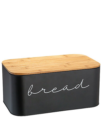 Creative Co Op Metal Bread Bin with Bamboo Lid