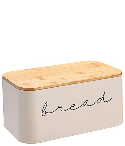 Creative Co Op Metal Bread Bin with Bamboo Lid