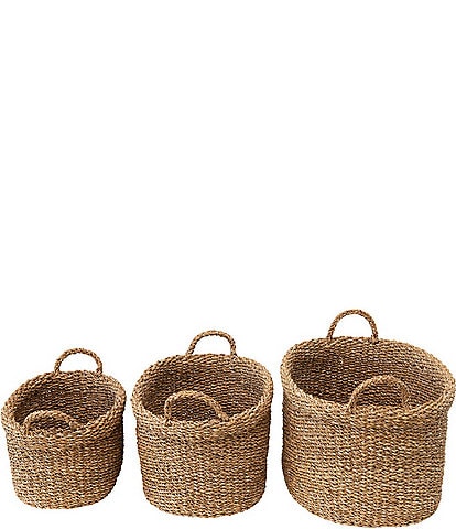 Edgehill Collection Oval Hand-Woven Seagrass Baskets - Set of 3