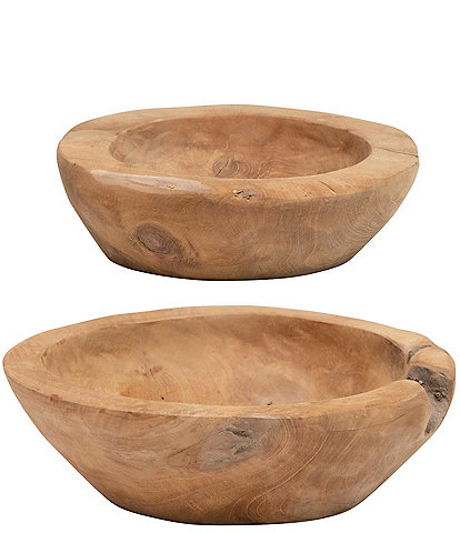 Creative Co-Op Teakwood Bowls, Set of 2