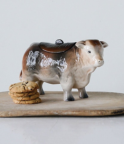 Creative Co Op Vintage Ceramic Cow Shaped Cookie Jar