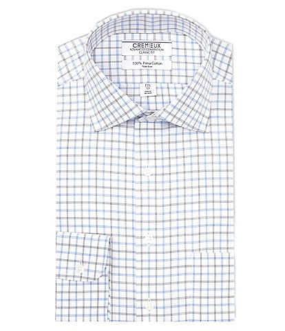 Cremieux Advanced Generation Classic Fit Non-Iron Spread Collar Checked Heathered Twill Dress Shirt