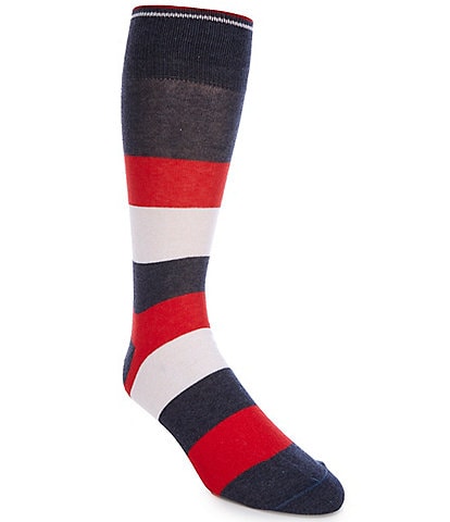 Cremieux Americana Rugby Stripe Crew Dress Socks