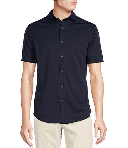 Cremieux Big & Tall Blue Label Performance Short Sleeve Printed Jacquard Coatfront Shirt