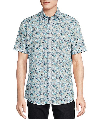 Cremieux Big & Tall Blue Label Short Sleeve Geometric Print Woven Shirt