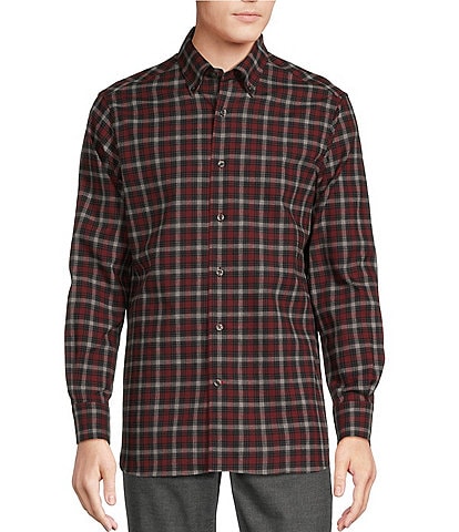 Cremieux Big & Tall Blue Label Tribeca Collection Textured Plaid Double-Faced Cotton Long Sleeve Woven Shirt