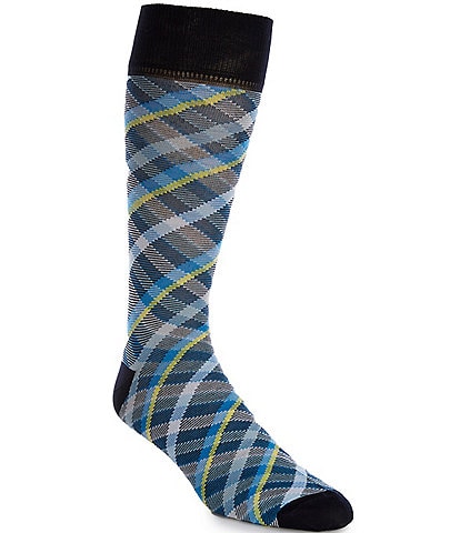Cremieux Big & Tall Diagonal Plaid Crew Dress Socks