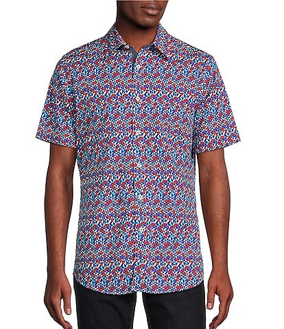 Cremieux Big & Tall Geometric Print Short Sleeve Stretch Woven Shirt