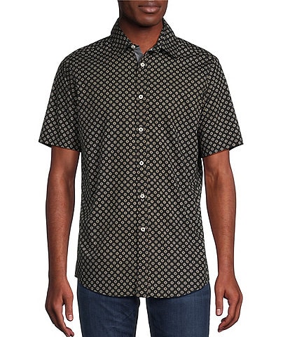 Cremieux Big & Tall Geometric Printed Stretch Short Sleeve Woven Shirt