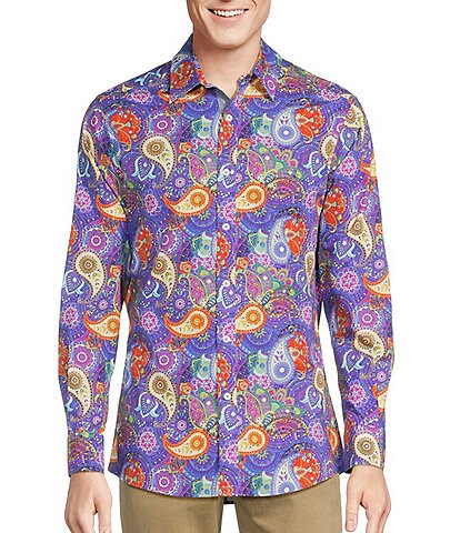 Cremieux Big & Tall Large Paisley Stretch Long Sleeve Woven Shirt