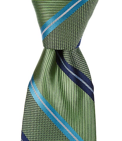 Cremieux Big & Tall Overlapping Stripe 3 1/4#double; Woven Silk Tie
