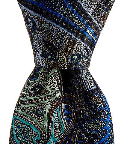 Cremieux Big & Tall Placed Paisley Print 3 1/4" Silk Tie