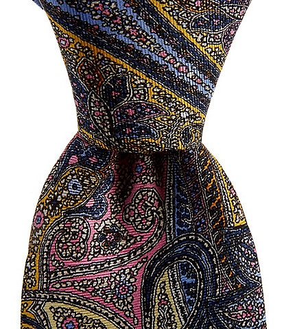 Cremieux Big & Tall Placed Paisley Print 3 1/4" Silk Tie