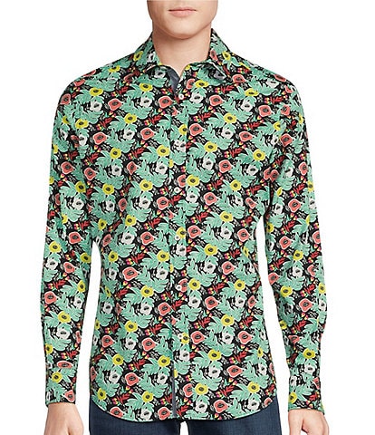 Cremieux Big & Tall Premium Denim Floral Print Stretch Long Sleeve Woven Shirt