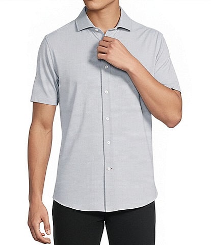 Cremieux Blue Label Big & Tall Micro-Stripe Brrr°® Jacquard Button Front Short Sleeve Woven Shirt