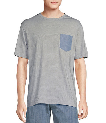 Cremieux Blue Label Block Island Collection Micro Stripe Slub Short Sleeve T-Shirt