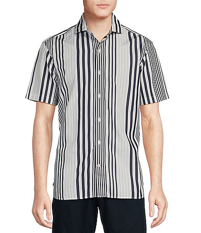 Cremieux Blue Label Block Island Collection Nautical Stripe Short Sleeve Woven Shirt